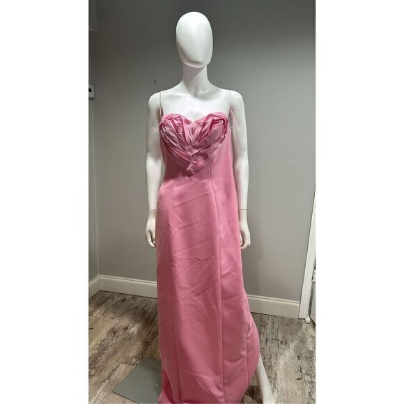 $4,490 Carolina Herrera Pink Strapless Heart Column Gown Size 8 - Picture 5 of 13